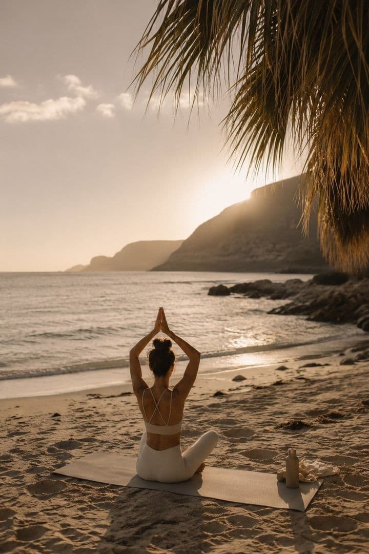 Morning yoga by the sea